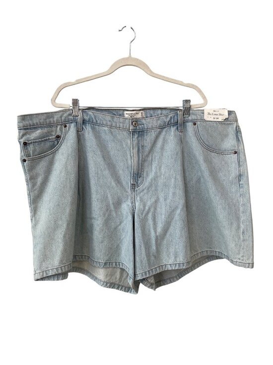 Abercrombie and Fitch Shorts Size 37 High Rise Loose Light Wash Denim Casual NEW - Picture 1 of 9